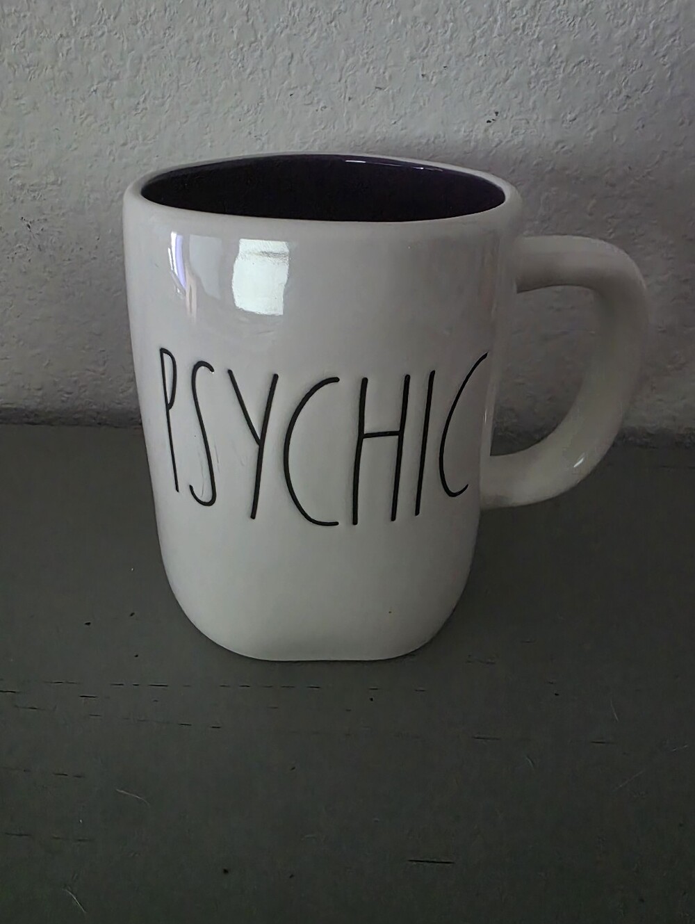 Rae Dunn PSYCHIC Purple Interior Coffee Mug Artisan Collection EUC